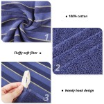 Beasea Dish Cloth Set of 6, Cotton Blue Kitchen Cleaning Cloths Towels 13 x 13 Inch Terry Stripe Dish Towels